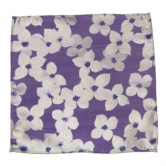 Gascoigne Silk Pocket Square Lavender Purple White Blue Floral Men's - Picture 2 of 3